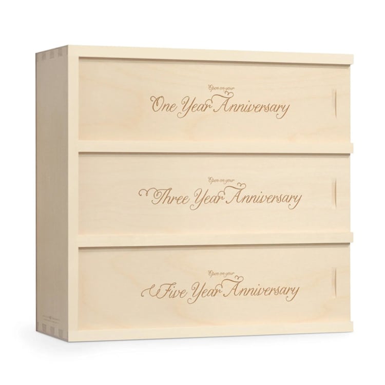 "Scriptic - Anniversary Wine Box" - Keepsake Boxes in natural by Artificer Wood Works
