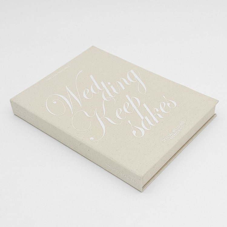 "Linen Wedding Keepsake Book Box" - Keepsake Boxes in beige by The Ceremony Club