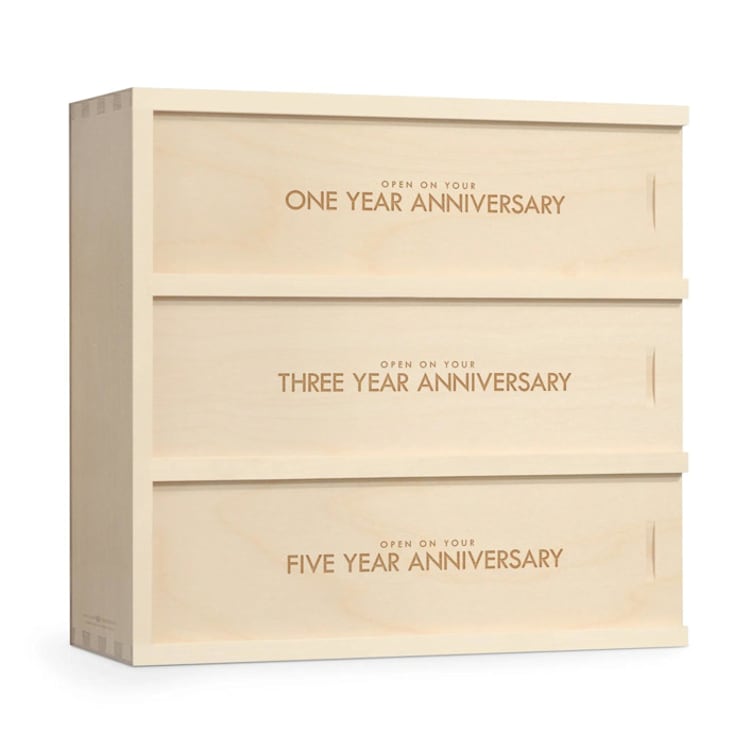 "Classic Trio - Anniversary Wine Box" - Keepsake Boxes in natural by Artificer Wood Works
