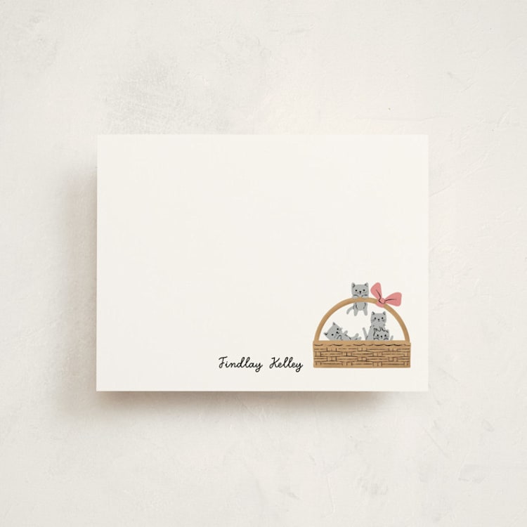 "A Basket of Kittens" - Children’s Stationery in Mist by mo kelley - Front