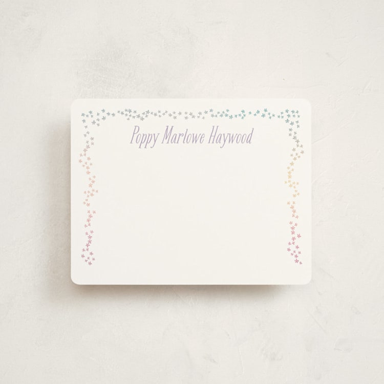 "tiny flora" - Children’s Stationery in Purple Thistle by Kate Ross - Front
