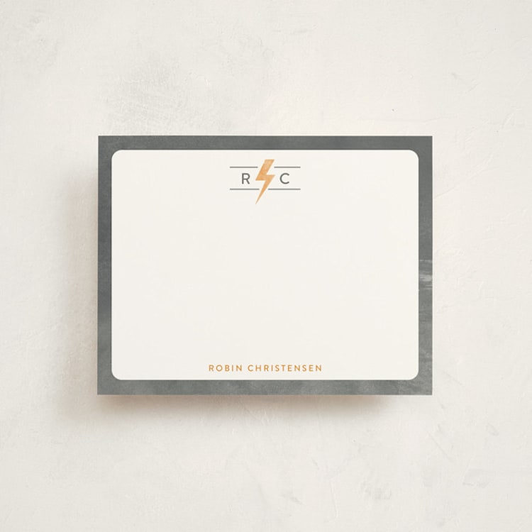 "Lightning Monogram" - Children’s Stationery in Cloudy Day by Shirley Lin Schneider - Front
