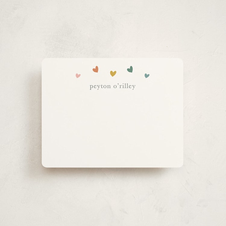 "Rainbow Hearts" - Children’s Stationery in Rainbow by Stacey Meacham - Front