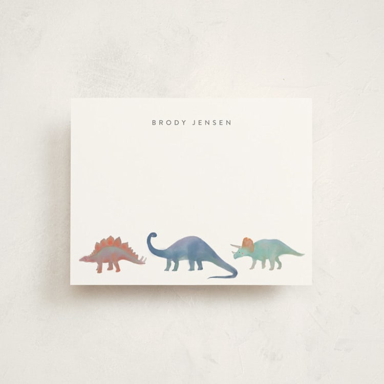 "Dinosaur Parade" - Children’s Stationery in Lagoon by Joanna Griffin - Front