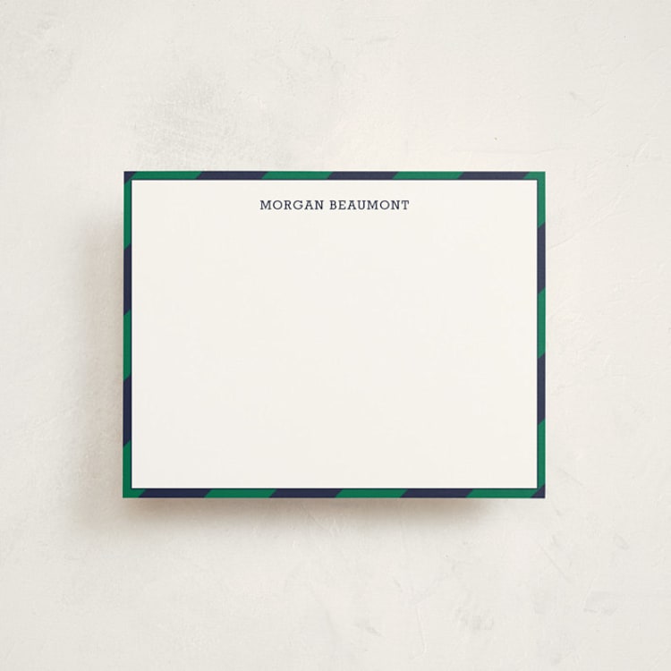 "Wide Stripe Nautical" - Children’s Stationery in Emerald by Seth Caskey - Front