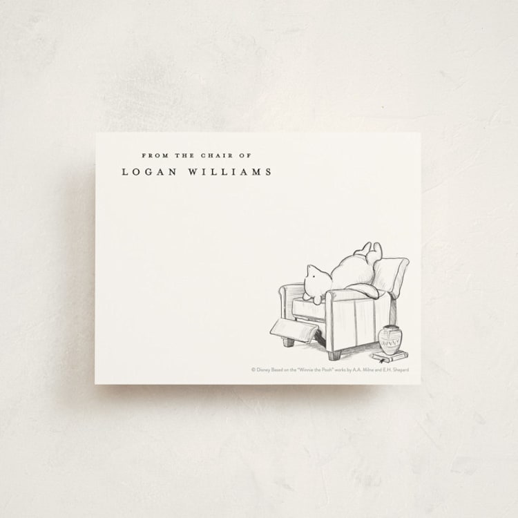 "Pooh Lounging from Disney's Winnie The Pooh" - Children’s Stationery in Polar Bear by Stefanie Lane - Front
