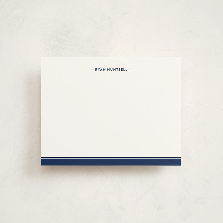 "Preppy Stripe" - Children’s Stationery in Navy by Ann Gardner - Front