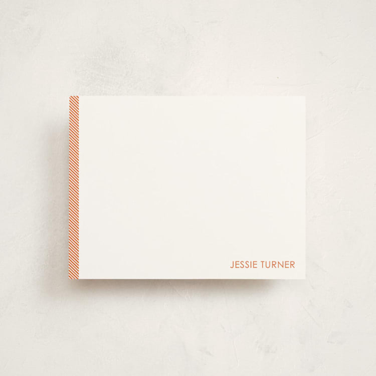 "Herringbone" - Children’s Stationery in Papaya by Seth Caskey - Front