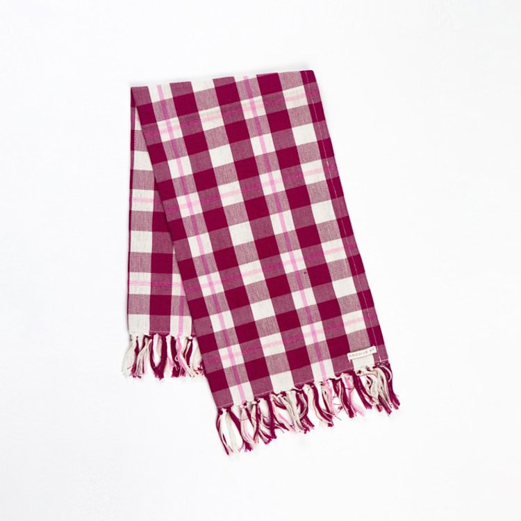 "Abigail Plaid Handwoven Cotton Kitchen Towel" - Tea Towels in red by Archive New York