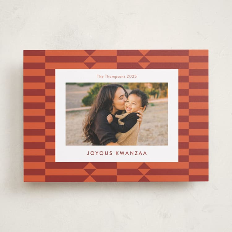 "Kente Cloth" - Kwanzaa Cards in Scarlet by Anelle Mostert - Front