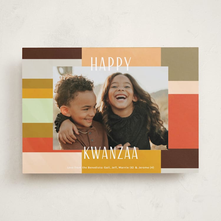 "Quilted Colorblock" - Kwanzaa Cards in Spice by Studio Suku - Front