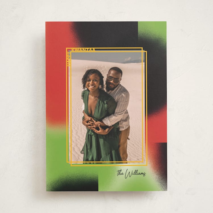 "Kwanza Frame" - Kwanzaa Cards in Papaya by Baumbirdy - Front