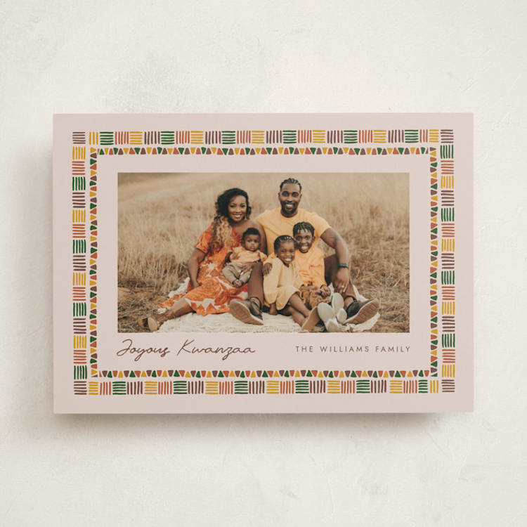 "Kente Border" - Kwanzaa Cards in Cream by Carmia C. - Front
