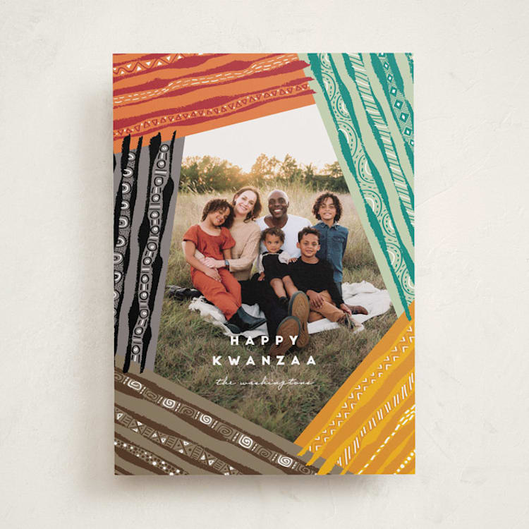 "Kwanzaa Organic Lines" - Kwanzaa Cards in Licorice by fatfatin - Front