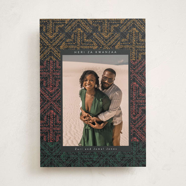"Woven" - Kwanzaa Cards in Ebony by Tamara Hilje - Front