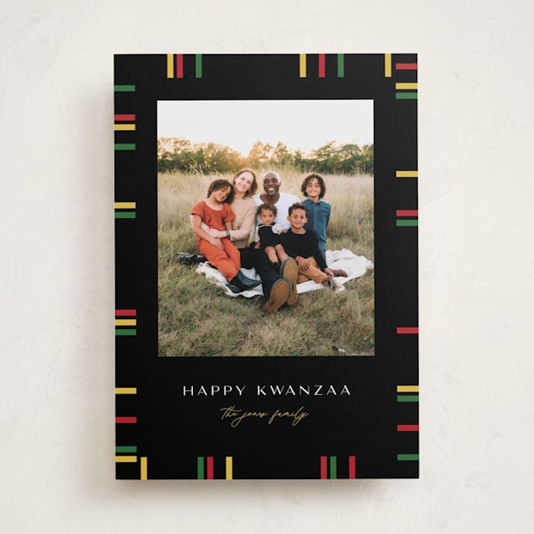 "Kwanzaa Boarder" - Kwanzaa Cards in Onyx by Pixel and Hank - Front