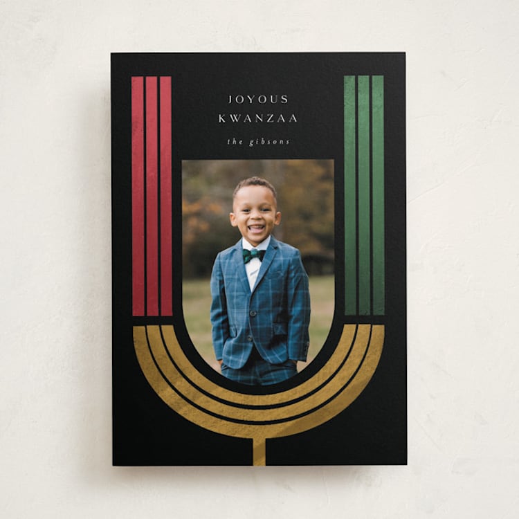 "rustic kinara" - Kwanzaa Cards in Charcoal by Grae - Front