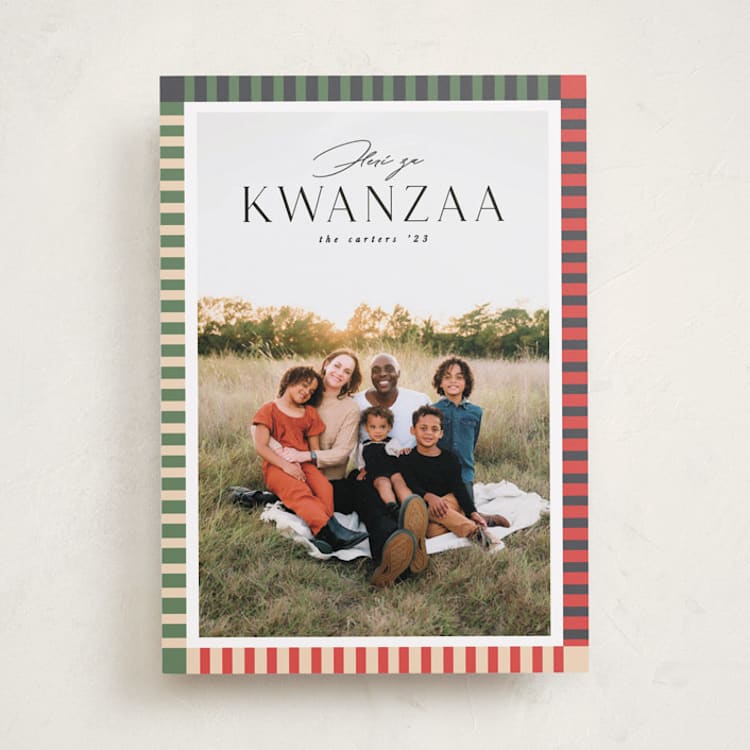 "Lined edge" - Kwanzaa Cards in Watermelon by Creo Study - Front