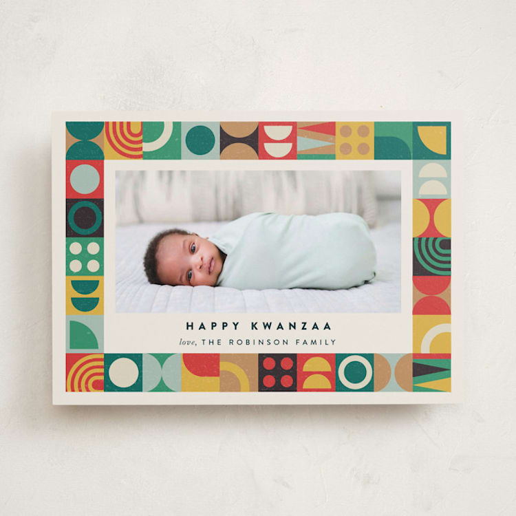 "Modern Kwanzaa" - Kwanzaa Cards in Sunset by Maria Alou - Front
