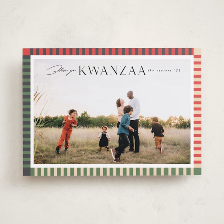 "Lined edge" - Kwanzaa Cards in Watermelon by Creo Study - Front