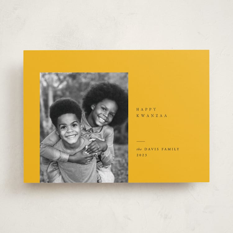 "Mod Kwanzaa" - Kwanzaa Cards in Lemon by Robert and Stella - Front