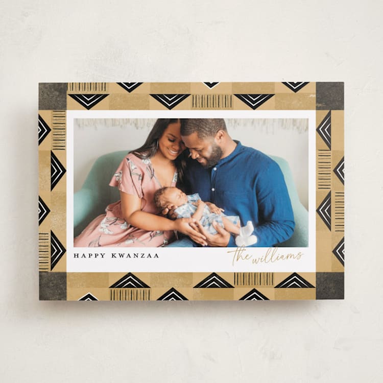 "Kwanzaa Border" - Kwanzaa Cards in Wheat by Robert and Stella - Front