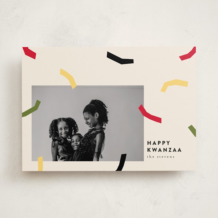 "Abstract Confetti" - Kwanzaa Cards in Cream by Iveta Angelova - Front