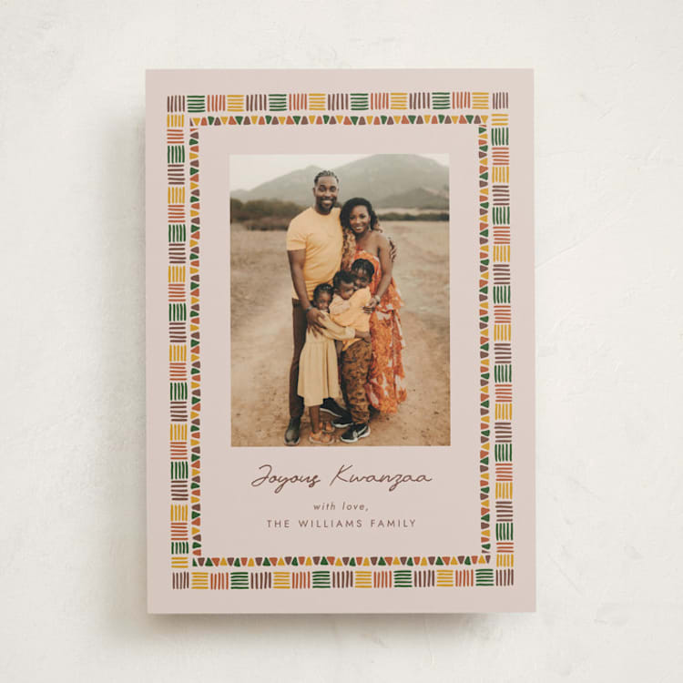 "Kente Border" - Kwanzaa Cards in Cream by Carmia C. - Front