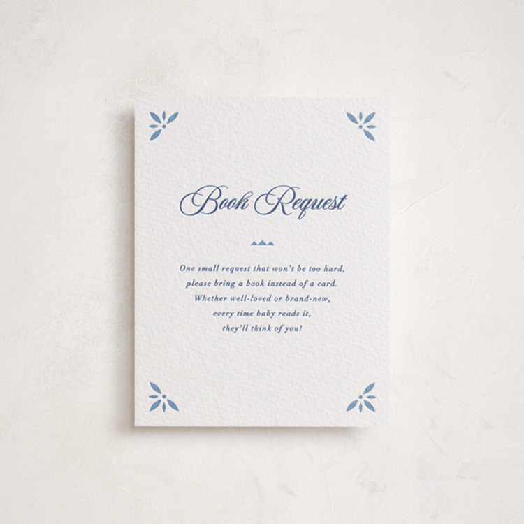 "Talavera Tiles" - Letterpress Baby Shower Insert Cards in Lapis by Olivia Raufman - Front