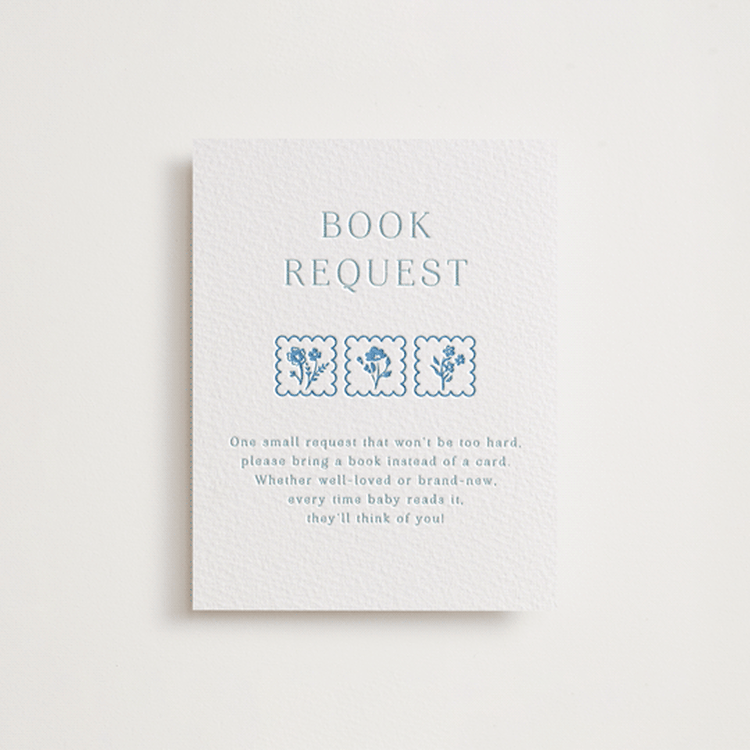 "Petite Jolie" - Letterpress Baby Shower Insert Cards in Robin's Egg | Marine Blue by Hannah Bowman - Front