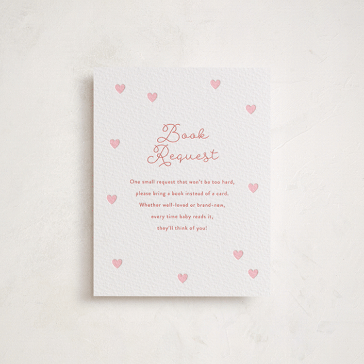 "Little Sweetheart" - Letterpress Baby Shower Insert Cards in Peony by Angela Garrick - Front