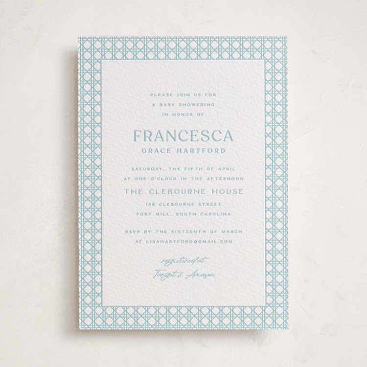 "delicate rattan" - Baby Shower Invitations in Smoke | Olive by Ellen Schlegelmilch - Front