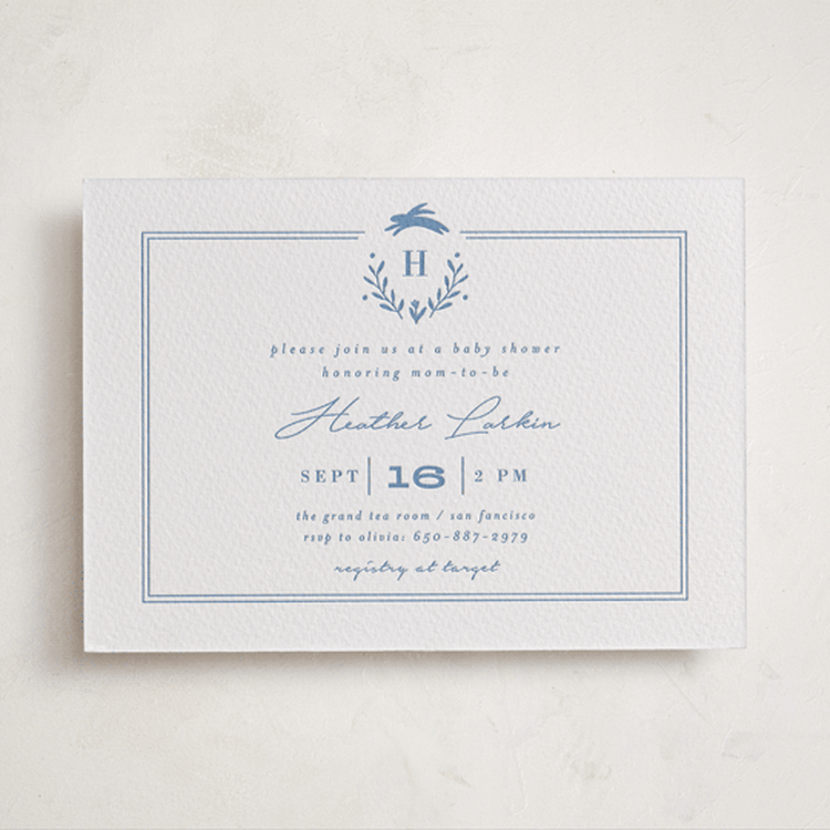 "Classic Baby Monogram" - Baby Shower Invitations in Pacific Blue by Susan Brown - Front