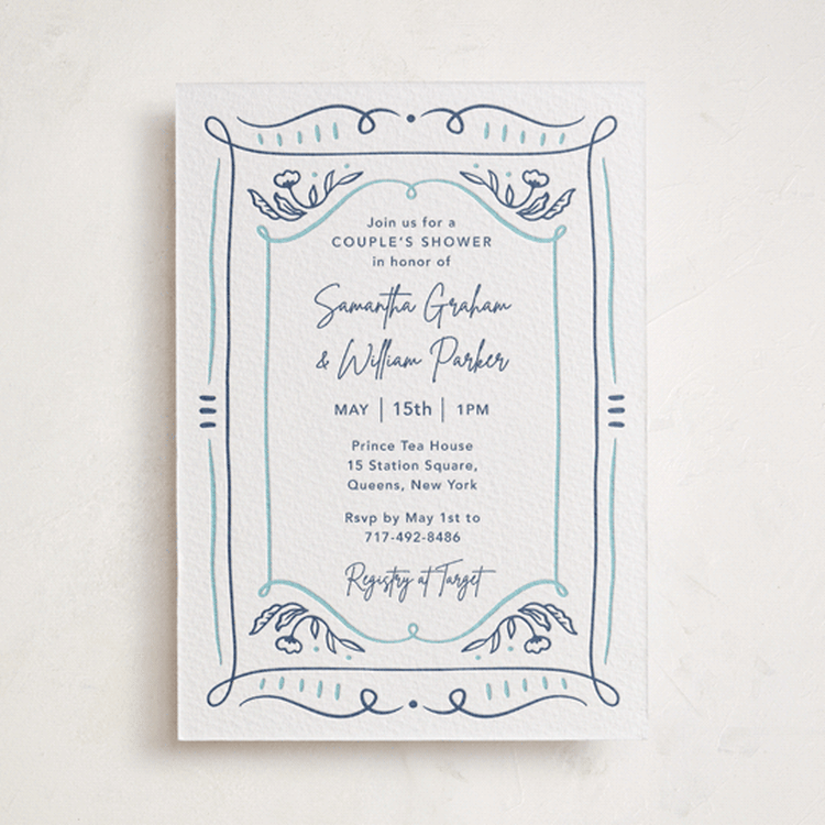 "Sketch" - Baby Shower Invitations in Robin's Egg | Blueberry by Elly - Front