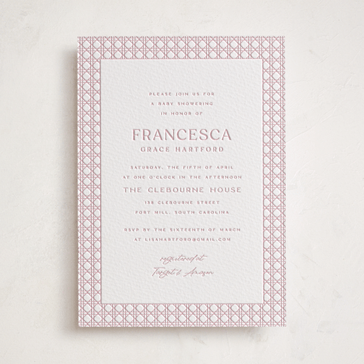 "delicate rattan" - Baby Shower Invitations in Smoke | Peony by Ellen Schlegelmilch - Front