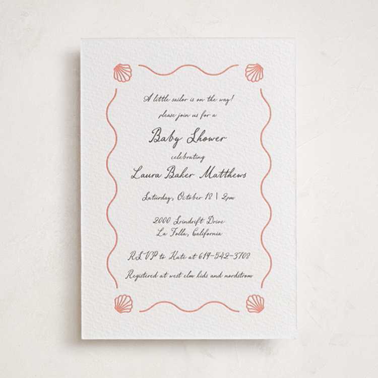 "Ocean Love" - Baby Shower Invitations in Paloma | Soft Black by Alston Foster - Front