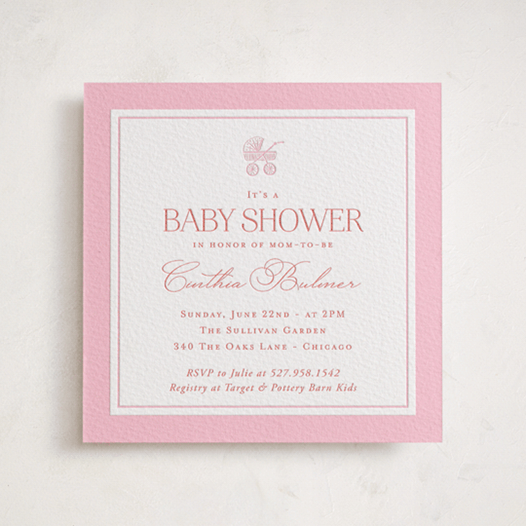 "The Little Heirloom" - Baby Shower Invitations in Grapefruit by Lucrecia Caporale - Front