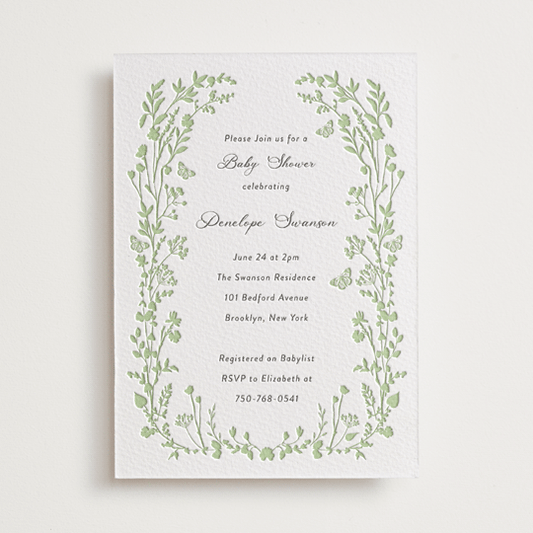 "flower garden" - Baby Shower Invitations in Matcha | Soft Black by Susan Moyal - Front