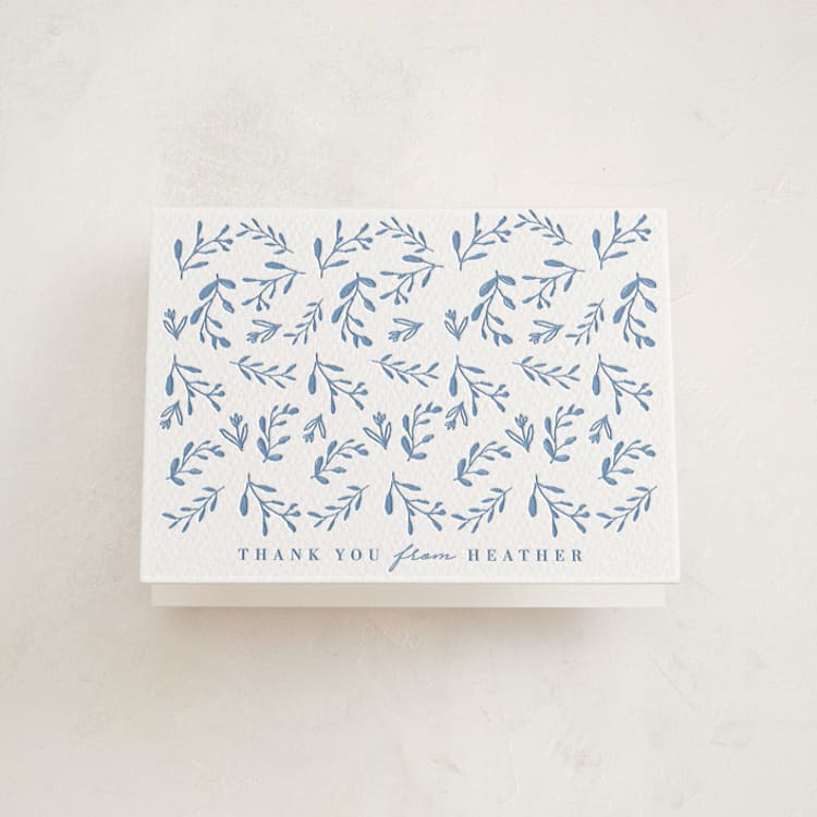 "Classic Baby Monogram" - Letterpress Baby Shower Thank You Cards in Pacific Blue by Susan Brown - Front