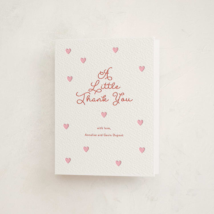 "Little Sweetheart" - Letterpress Baby Shower Thank You Cards in Peony by Angela Garrick - Front