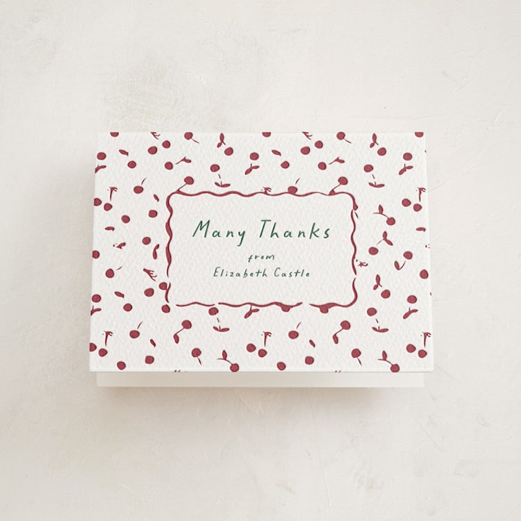 "Cherry Sweet" - Letterpress Baby Shower Thank You Cards in Maraschino | Evergreen by Erin German - Front