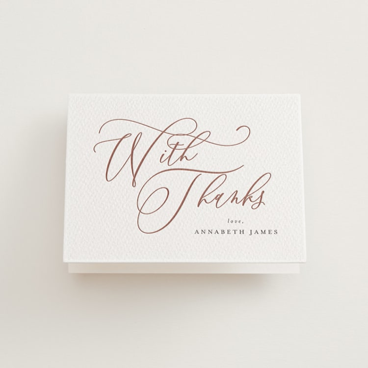 "POSH" - Letterpress Bridal Shower Thank You Cards in Cinnamon by Melanie Kosuge - Front