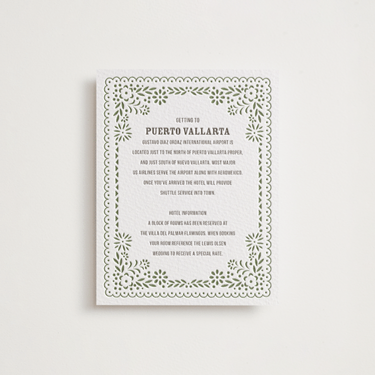 "Fiesta Folk Art" - Letterpress Direction Cards in Graphite | Olive by root beer float - Front
