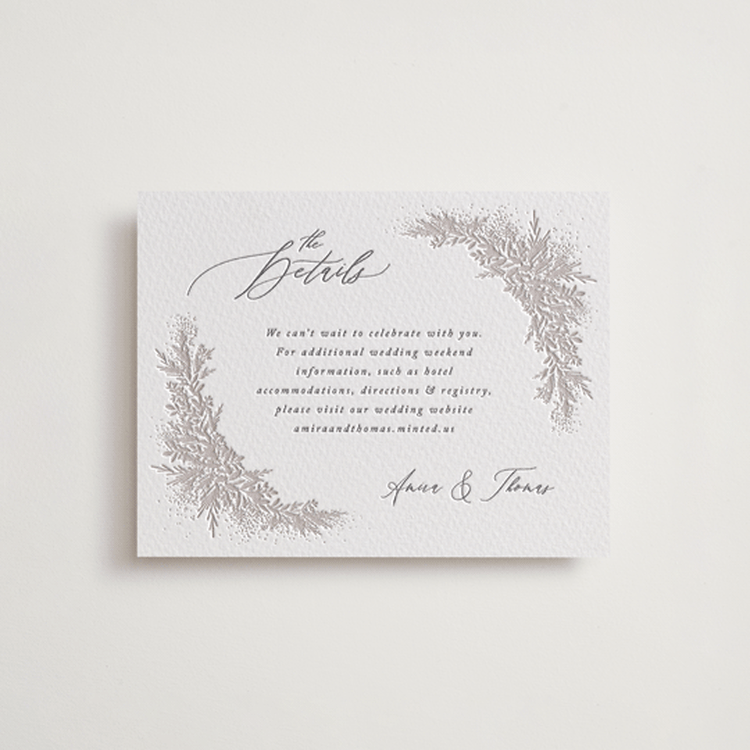 "Romantic Whisper" - Letterpress Direction Cards in Smoke | Dove Grey by Jennifer Postorino - Front