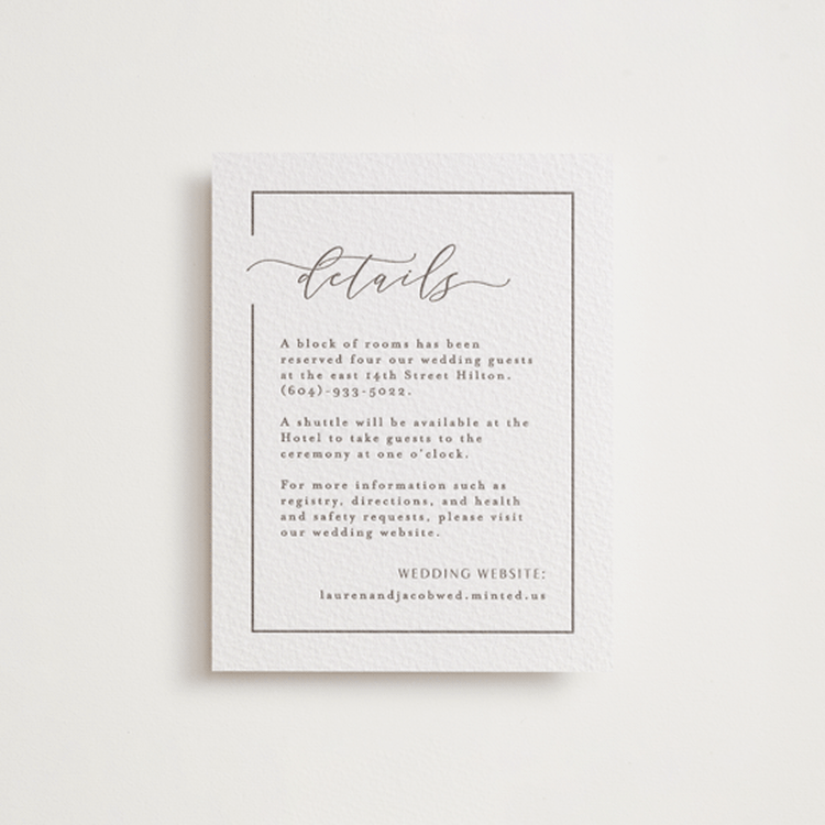 "Asymmetry" - Letterpress Direction Cards in Graphite by Nicole Walsh - Front