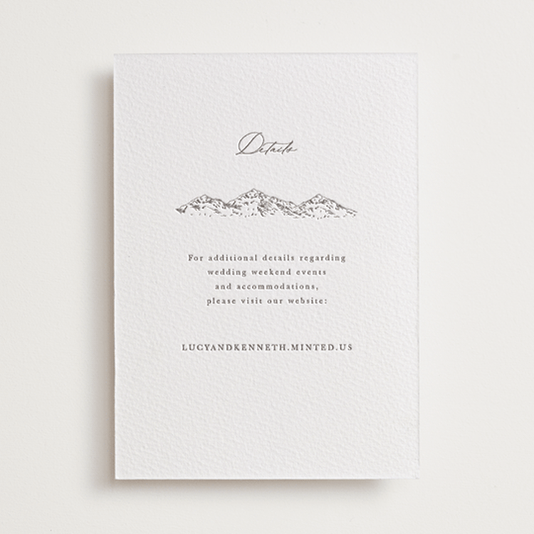 "Mountainview" - Letterpress Direction Cards in Graphite by Sarah Brown - Front
