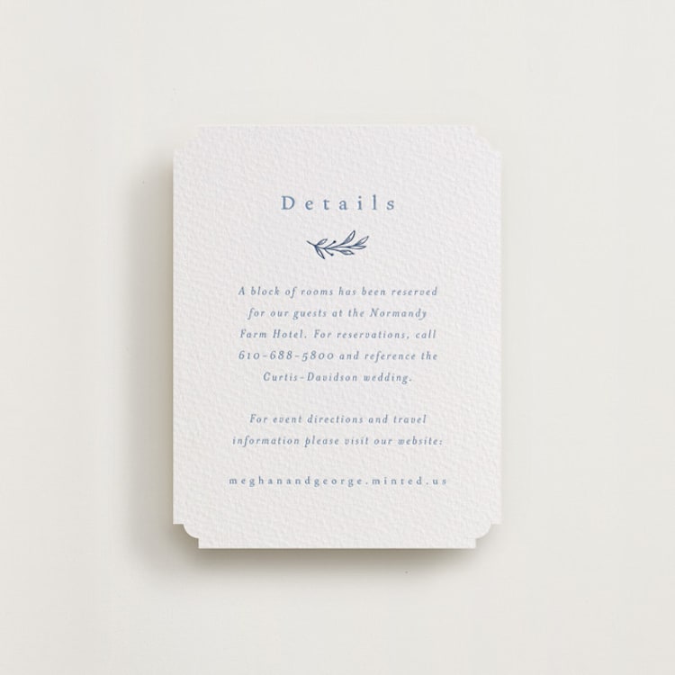 "Wreathed Monogram" - Letterpress Direction Cards in Pacific Blue | Blueberry by Katherine Moynagh - Front