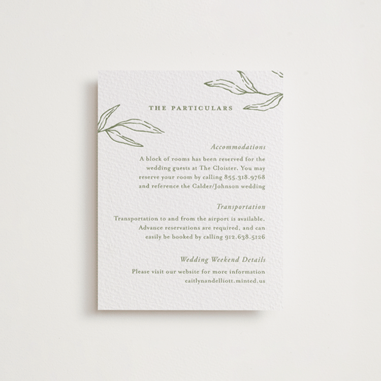 "Amidst Nature" - Letterpress Direction Cards in Olive by Oscar and Emma - Karly Depew - Front