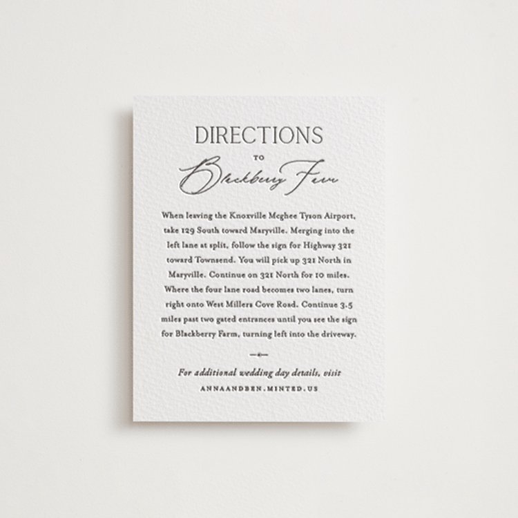 "Perennial" - Letterpress Direction Cards in Soft Black by Oscar and Emma - Karly Depew - Front