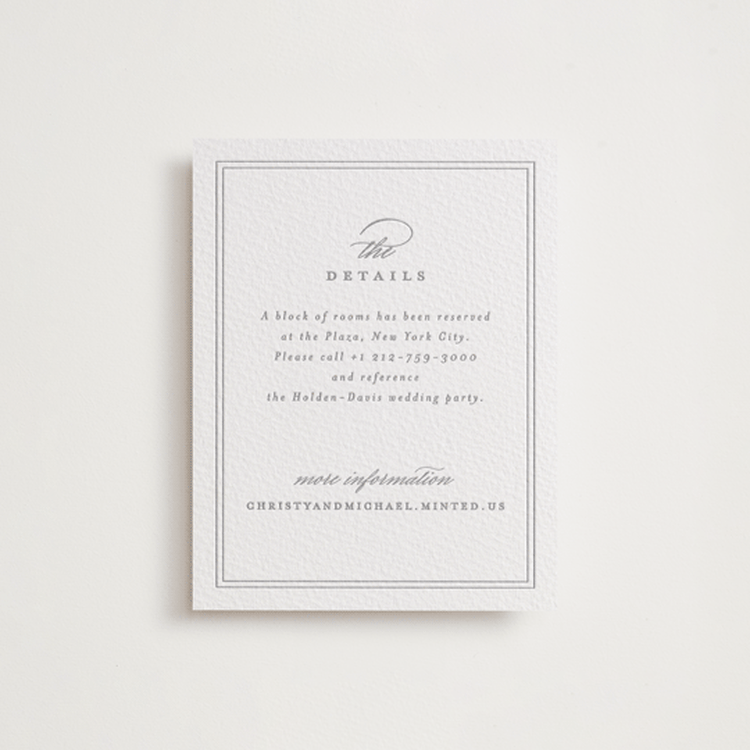 "Monogrammed eternity" - Letterpress Direction Cards in Granite by Creo Study - Front
